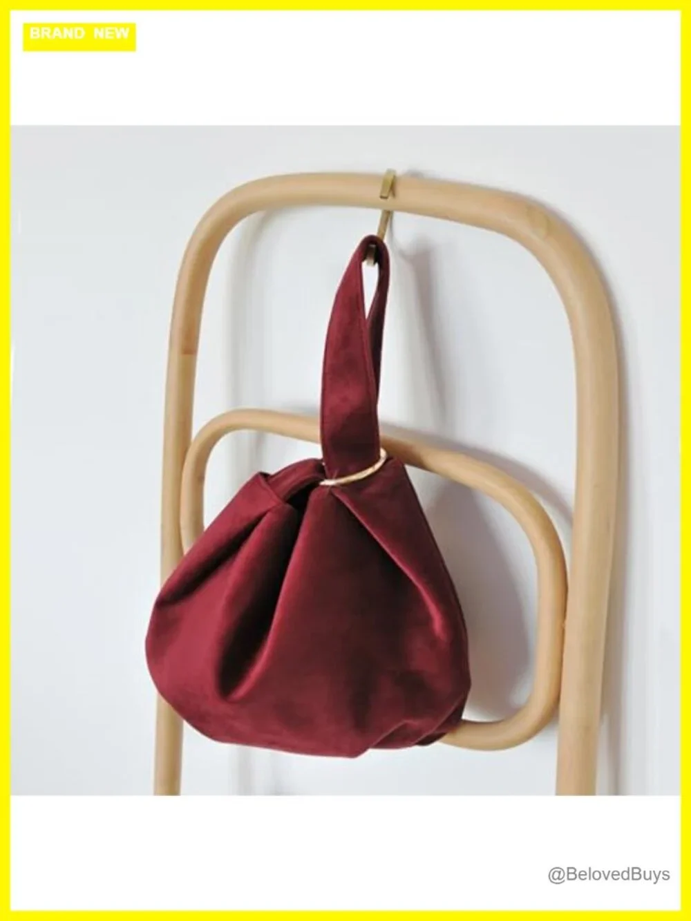 Velvet Top Handle Bucket Clutch Wristlet Purse